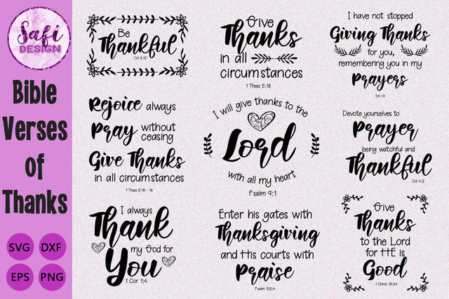 Bible Verses of Thanks Cut File Bundle SVG SVG Safi Design 