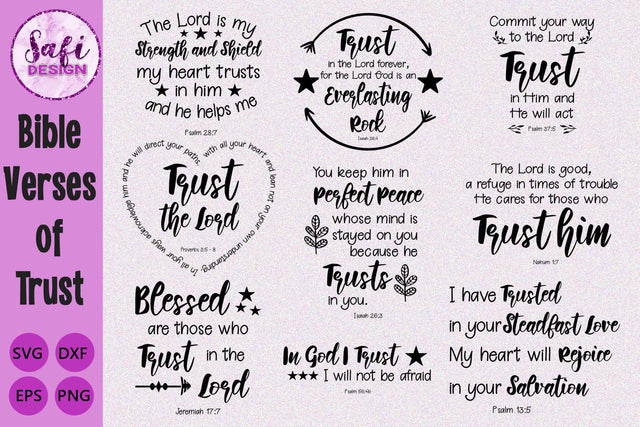 Bible Verses of Trust Cut File Bundle SVG Safi Design 