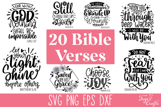 Bible Verses SVG Cut Files Bundle SVG Feya's Fonts and Crafts 