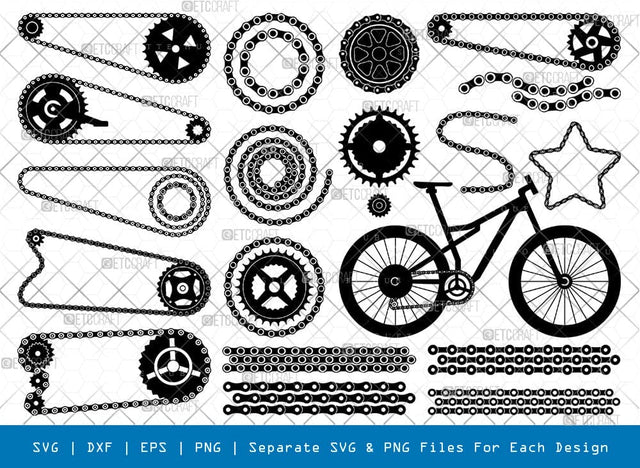 Bicycle Chain Silhouette, Bicycle Chain SVG, Cycle Chain Svg, Cycling Svg, Bicycle Chain Bundle, SB00902 SVG ETC Craft 