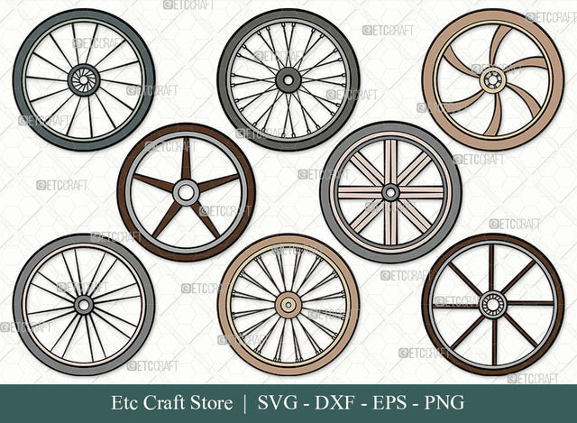 Bicycle Wheel Clipart, Wheel Svg, Cycle Wheel Svg, Wheel Icon Svg, Cycle Tire Svg, Tire Icon Svg, Cycle Wheel Bundle SVG ETC Craft 