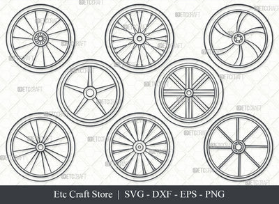 Bicycle Wheel Outline, Wheel Svg, Cycle Wheel Svg, Wheel Icon Svg, Cycle Tire Svg, Tire Icon Svg, Cycle Wheel Bundle SVG ETC Craft 