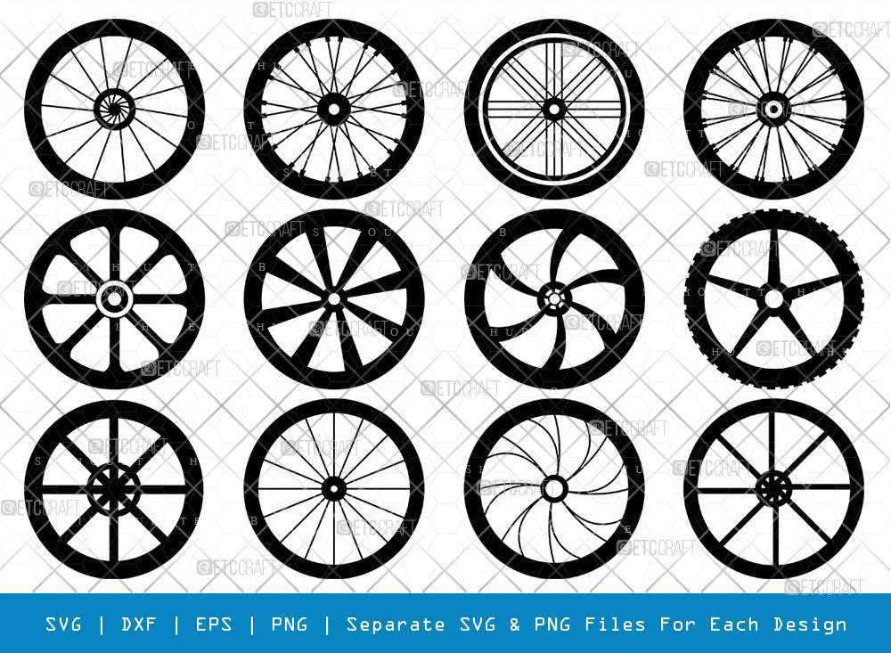 Bicycle Wheel Silhouette, Wheel Svg, Cycle Wheel Svg, Wheel Icon Svg ...
