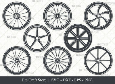 Bicycle Wheel Silhouette, Wheel Svg, Cycle Wheel Svg, Wheel Icon Svg, Cycle Tire Svg, Tire Icon Svg, Cycle Wheel Bundle SVG ETC Craft 