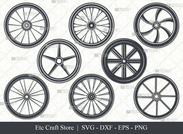 Bicycle Wheel Silhouette, Wheel Svg, Cycle Wheel Svg, Wheel Icon Svg, Cycle Tire Svg, Tire Icon Svg, Cycle Wheel Bundle SVG ETC Craft 
