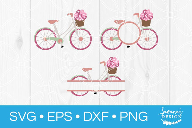 Bicycle with Flower Basket Bundle SVG SavanasDesign 