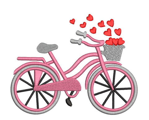 Bicycle with hearts Machine Embroidery Design Embroidery/Applique DESIGNS Canada Embroidery 