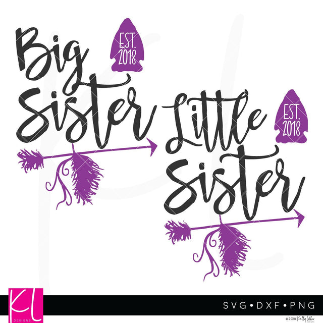 Big and Little Sisters Arrow Set SVG Kelly Lollar Designs 