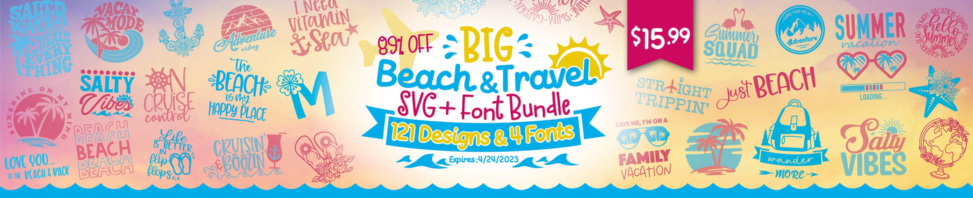 Big Beach & Travel SVG + Font Bundle