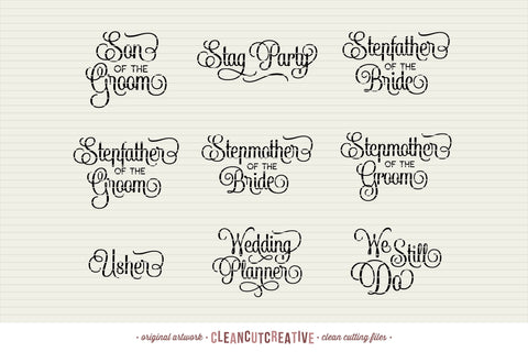 Big Bridal Bundle - Wedding Party 45 ENTOURAGE words SVG cutfiles SVG CleanCutCreative 