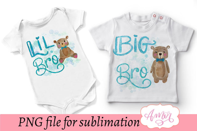 Big bro Lil bro sublimation designs for kid's T-shirts Sublimation Amorclipart 