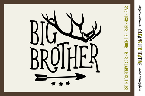 Big Brother cutfile design with antlers and arrow - SVG craft file SVG CleanCutCreative 