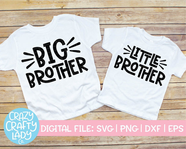 Big Brother & Little Brother | Sibling SVG Cut File Bundle SVG Crazy Crafty Lady Co.