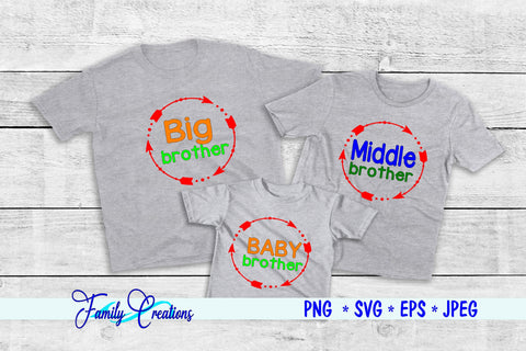 Big Brother, Middle Brother & Baby Brother SVG Family Creations 