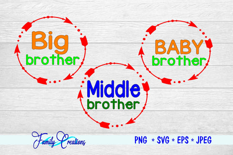 Big Brother, Middle Brother & Baby Brother SVG Family Creations 