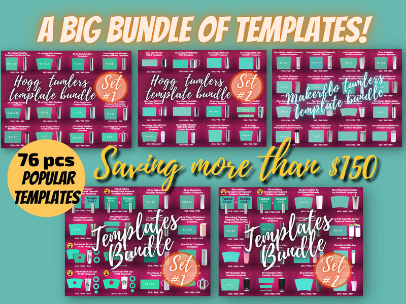 BIG BUNDLE TUMBLER TEMPLATES for sublimation SVG BambinaCreations 