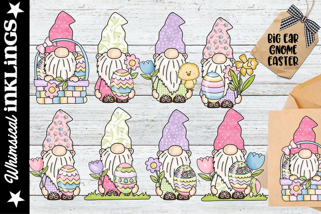 Big Ear Easter Gnome Sublimation Clipart Set Sublimation Whimsical Inklings 