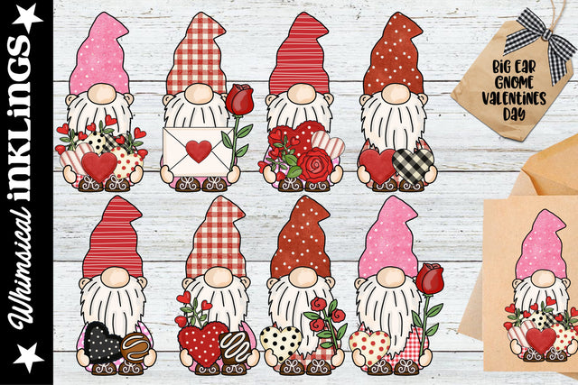 Big Ear Valentines Day Gnomes Sublimation Clipart Sublimation Whimsical Inklings 