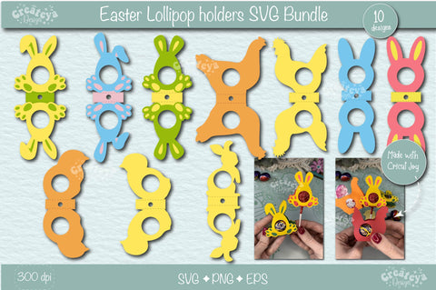 Big Easter Paper Cut Bundle SVG| Easter Candy egg and Lollipop Holders Svg| Easter Treat| Easter favor and decor SVG Createya Design 