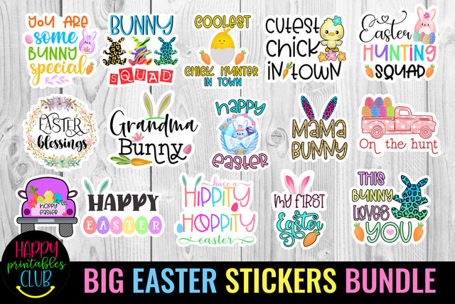 Big Easter Stickers Bundle I Spring Easter Stickers Bundle SVG Happy Printables Club 