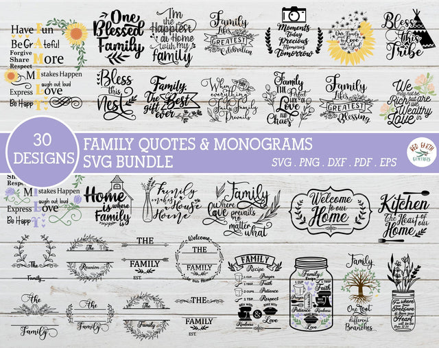 BIG family Bundle SVG,Family quotes,family monograms bundle SVG,PNG,DXF SVG Redearth and gumtrees 