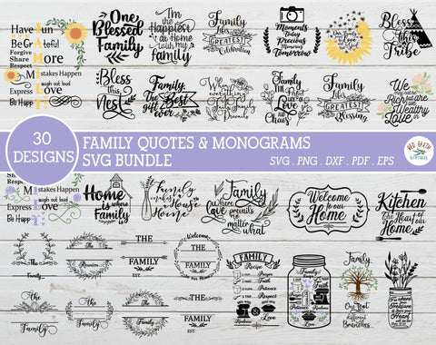BIG family Bundle SVG,Family quotes,family monograms bundle SVG,PNG,DXF SVG Redearth and gumtrees 