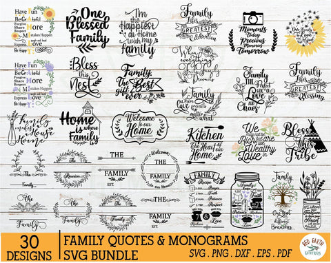 BIG family Bundle SVG,Family quotes,family monograms bundle SVG,PNG,DXF SVG Redearth and gumtrees 