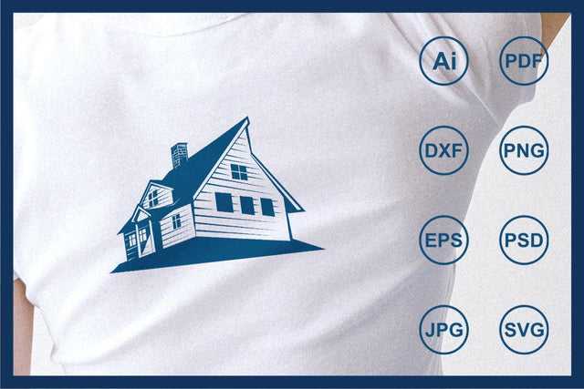 Big house wood house design illustration SVG Leamsign Studio 