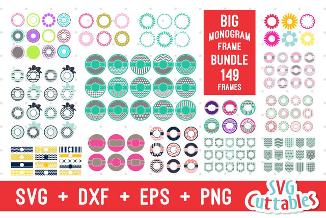 Big Monogram Frame Bundle SVG Svg Cuttables