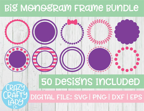 Big Monogram Frame SVG Cut File Bundle SVG Crazy Crafty Lady Co. 