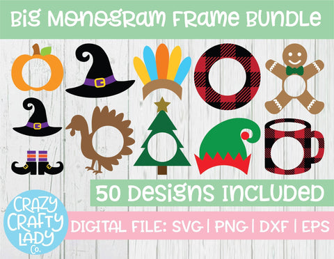 Big Monogram Frame SVG Cut File Bundle SVG Crazy Crafty Lady Co. 