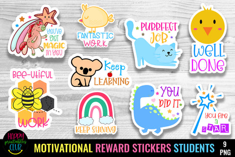 Big Motivational Reward Stickers Bundle I School Stickers Sublimation Happy Printables Club 