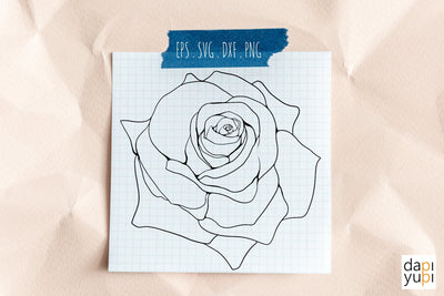 Big Rose Line Art SVG Graphic Floral Clipart SVG dapiyupi store 