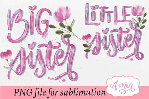 Big sister little sister sublimation design for Tshirts Sublimation Amorclipart 