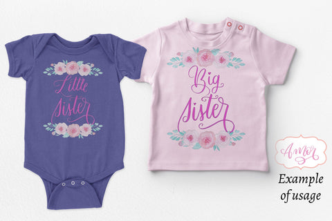 Big sister little sister sublimation design Sublimation Amorclipart 