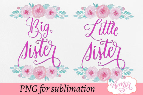 Big sister little sister sublimation design Sublimation Amorclipart 