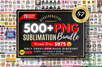 Big Sublimation Bundle|HUGE Sublimation Bundle - 500 DESIGNS Sublimation Regulrcrative 