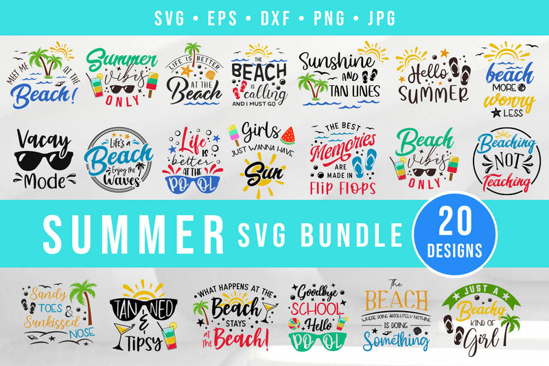 Big Summer SVG Bundle | 20 Summer & Beach SVG Designs SVG Hippo Creations 
