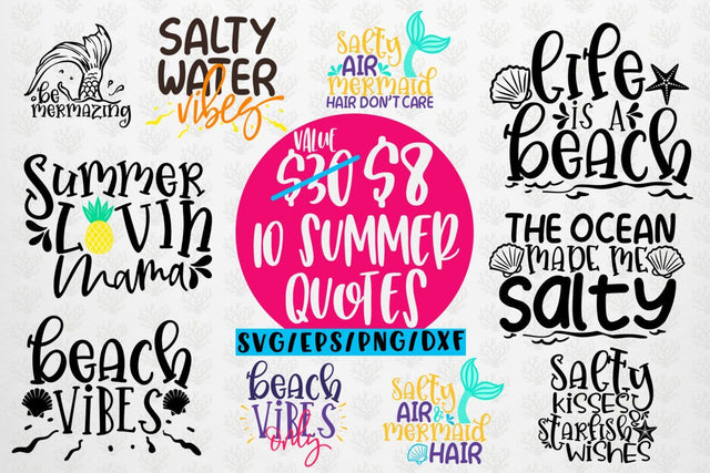 Big Summer Svg Bundles - 10 Svg EPS DXF PNG Cut File SVG CoralCutsSVG