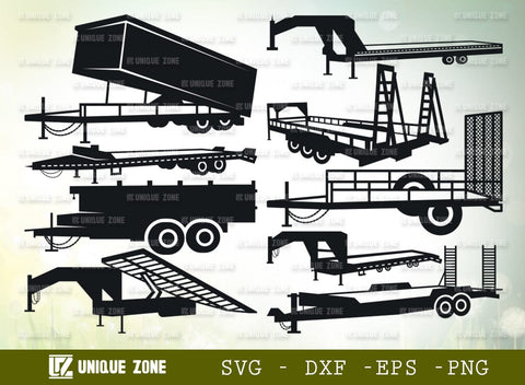 Big Tex Trailers SVG Bundle, Flatbed Trailer Svg, Trailer Park Svg, Flatbed Semi Truck Svg, Truck Svg, Semi Cargo Trailer Svg, Flatbed Gooseneck Trailer Svg, Hauling Svg SVG Unique Zone 