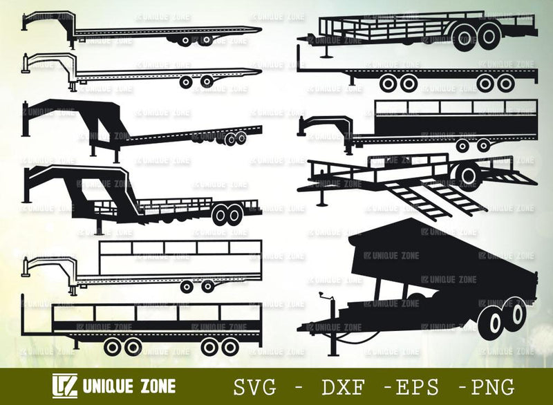 Big Tex Trailers SVG Bundle | Flatbed Trailer Svg | Trailer Park Svg | Flatbed Semi Truck Svg | Truck Svg | SVG Unique Zone 