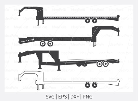 Big Tex Trailers SVG, Flatbed trailer svg, Flatbed Gooseneck Trailer SVG File, trailer park svg, Flatbed Gooseneck Trailer Silhouette, Dxf SVG Dinvect 