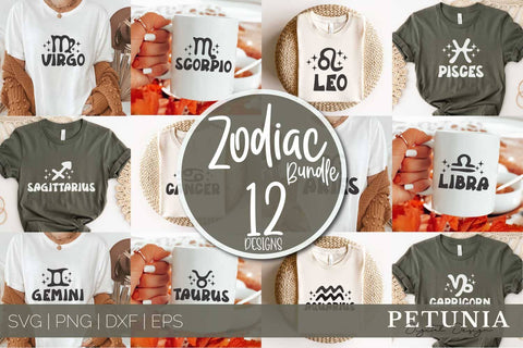 Big Zodiac SVG Bundle | Celestial SVG Astrology Horoscope SVG Petunia Digital Design 