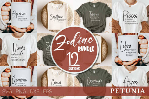 Big Zodiac SVG Bundle | Celestial SVG Astrology Horoscope SVG Petunia Digital Design 