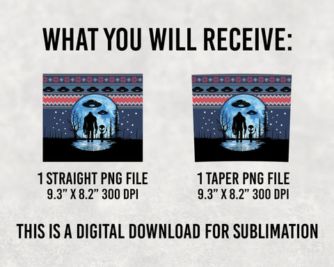 BigFoot Alien Ufo Ugly Christmas Tumbler skinny 20oz Sublimation BOO-design 