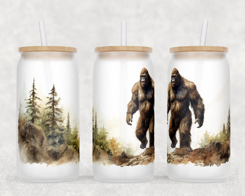 Bigfoot Libbey Glass Can Wraps, Yeti 16oz Glass Can Sublimation Designs, Sasquatch Glass Can PNG Files Sublimation HappyDesignStudio 