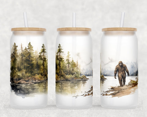 Bigfoot Libbey Glass Can Wraps, Yeti 16oz Glass Can Sublimation Designs, Sasquatch Glass Can PNG Files Sublimation HappyDesignStudio 