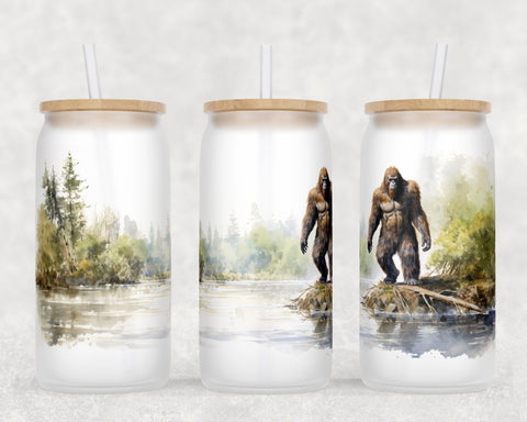 Bigfoot Libbey Glass Can Wraps, Yeti 16oz Glass Can Sublimation Designs, Sasquatch Glass Can PNG Files Sublimation HappyDesignStudio 