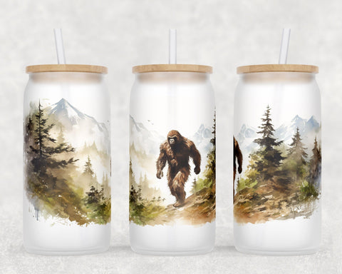Bigfoot Libbey Glass Can Wraps, Yeti 16oz Glass Can Sublimation Designs, Sasquatch Glass Can PNG Files Sublimation HappyDesignStudio 