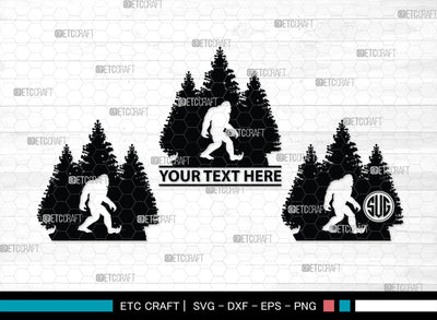 Bigfoot Monogram, Bigfoot Silhouette, Bigfoot SVG, Yeti Bigfoot Svg, Bigfoot With Tree Svg, SB00228 SVG ETC Craft 